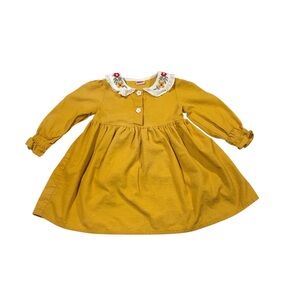 Retro Style Corduroy Dress Peter Pan Embroidery Collar Babyhug Size 18-24 Months